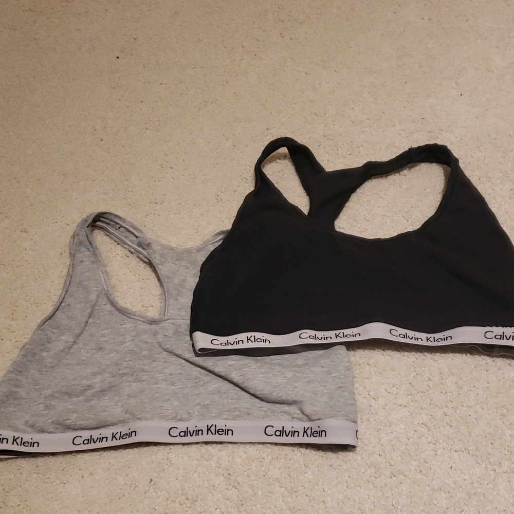 Calvin Klein Black and Gray Bralette Duo